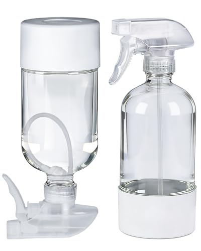 TERESRY 2 Pack White 360° Glass Spray Bottles with Silicone Sleeve, Adjustable Nozzle