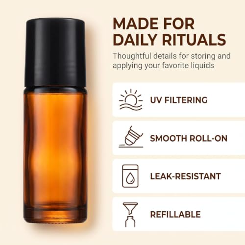 2-Pack 30ml Refillable Glass Essential Oil Roller Bottles for Perfume & Cosmetics
