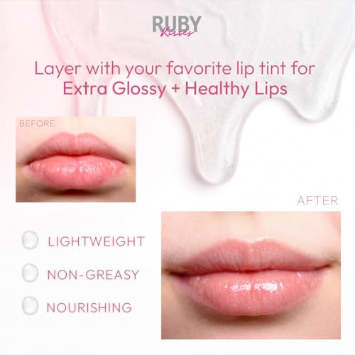 Ruby Kisses Hydrating Lip Oil Gloss with Diamond Shimmer 3 Pack