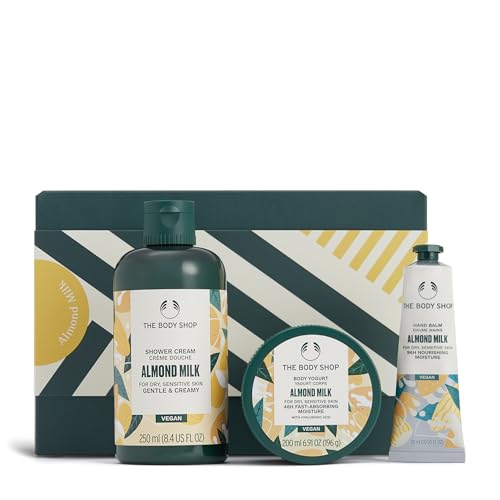The Body Shop Almond Milk Gift Set - 3 Piece Set, Includes Shower Cream, Body Yogurt, Hand Balm, Vegan