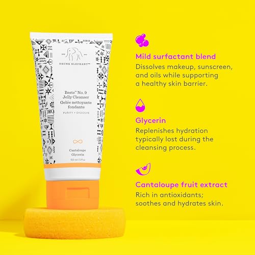 Drunk Elephant Beste No. 9 Jelly Cleanser - 150 ml/5 fl oz - Travel-Size Gel Face Wash - Clean Clinical Skincare - Cruelty-Free - Dermatologist-Tested - Free of Essential Oils, Silicones & Fragrance