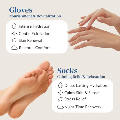 Epielle Hand & Foot Masks Set – Moisturizing Gloves & Socks for Dry, Cracked Skin, Self Care Gifts for Women, Spa Kit