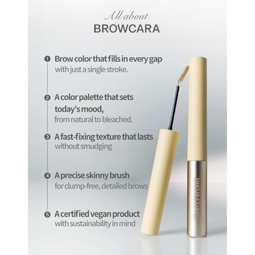 Heart Percent Dote On Mood Fake-Up Browcara, Waterproof Volumizing Long-Lasting Brow Pencil, Fast Fix Ultra-Fine Eyebrow Color Mascara, Cruelty Free, Vegan, 16g, 01. Pale Blonde