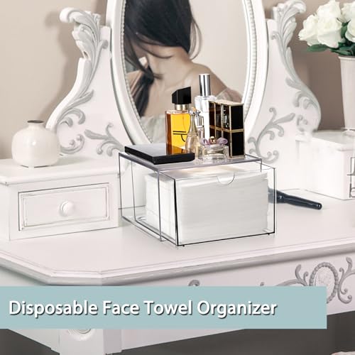 Sumnacon Clear Plastic Face Towel Holder with Drawer Storage
