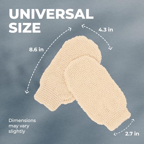 Hemp Bath Mitts for Exfoliation - Natural Shower Gloves for Men & Women (Set of 2)