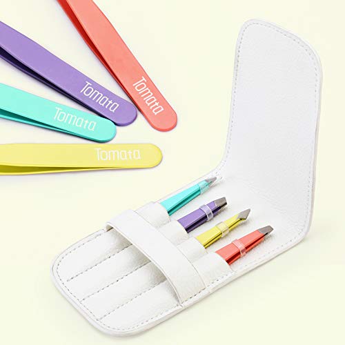 Tomata 4-Piece Stainless Steel Tweezer Set with Slant & Pointed Tips