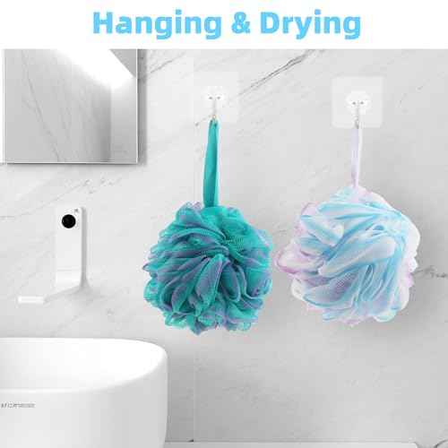 Chuya Bath Sponges Loofahs 70 Grams Large Size,4 Pack Shower Sponge Exfoliating Cleaning Bath Loofa Body Scrubber Balls for Women Men Children Washing