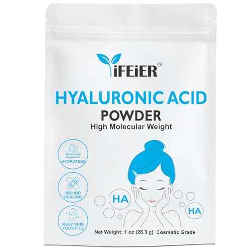 Hyaluronic Acid Powder | High Molecular Weight Hyaluronic Acid Serum Powder | 1oz(28.3g) Cosmetics Grade | Sodium Hyaluronate | LMW HMW HA ingredient to make gel for DIY Serums