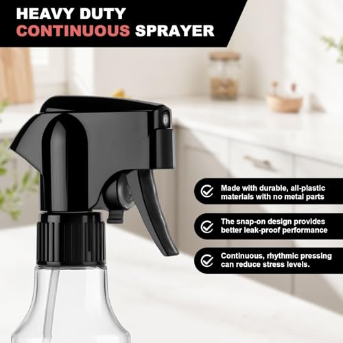 12oz Continuous Mist Plastic Spray Bottle 2 Pack All Purpose