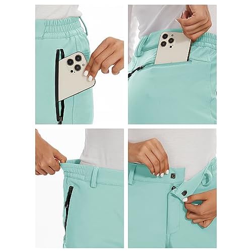 MAGCOMSEN Women's Fleece Lined Waterproof Insulated Snow Ski Pants Winter Warm Hiking Pants Outdoor Softshell