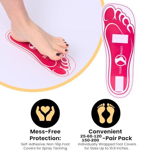 200Pairs(400Feets) Disposable Stick Spray Tanning Feet Pads Perfect for preventing spray tan solution,Deluxe & Hygienic Spray Tan Feet Pads-Ideal for Salons and Spas or Home,Easy to Apply