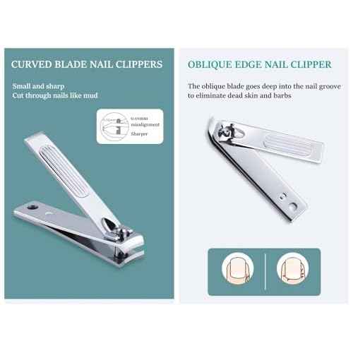 Nail Clipper Set, 6 Pcs Toenail Clippers, Stainless Steel Fingernail Clipper, and PU Leather Manicure Set, Purse Essentials Travel Nail Kit Gift Ideas