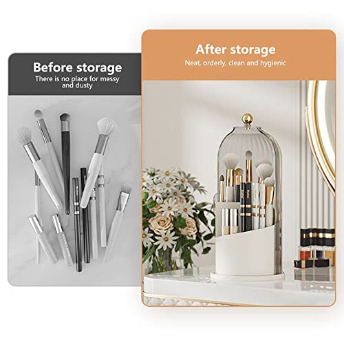 Makeup Brush Holder Organizer with Lid-360¡Æ Rotating Luxury Cosmetic Organizer Makeup Organizer Lipstick Eyebrow Pencil Holder for Vanity Desktop Bathroom Countertop