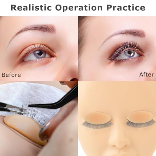 12 Pairs Silicone Eyelids with Lashes for Mannequin Head Lash Training