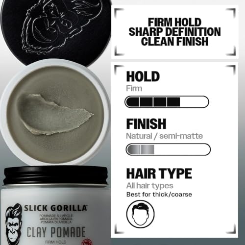 Slick Gorilla Clay Pomade for Men - Firm Hold Matte 2.5oz