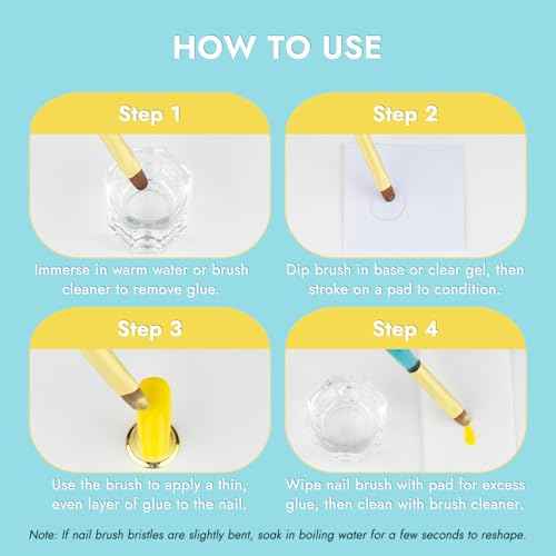 Finea Nail Art Brushes and Dotting Tools 6pcs Set for Builder Gel Polygel Gel Polish Paint Design with Flat, Round, Thin Liner, French Tip, Small Detail Painting, 3D Acrylic Flower Brushes, Gold Blue