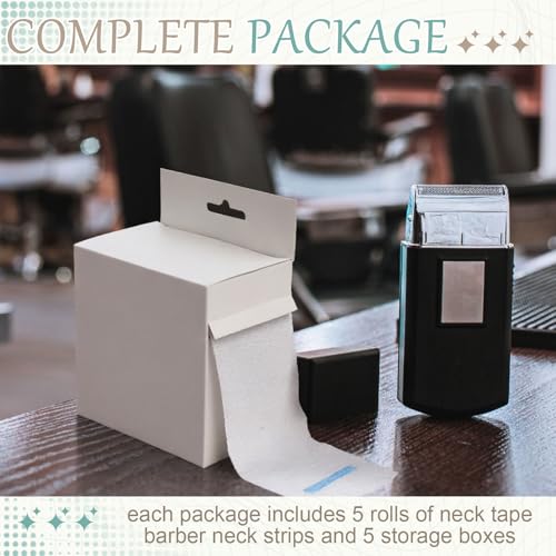 Marspark Disposable Barber Neck Strips with Hanging Dispenser – 5 Rolls, 400 Strips