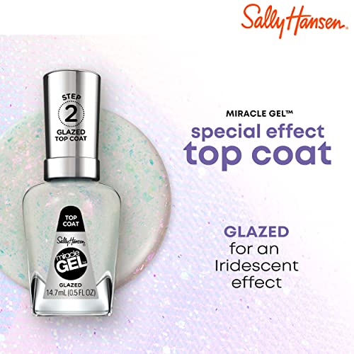 Sally Hansen Miracle Gel Top Coat 108 Glazed 0.5 Fl Oz Long-Lasting Gel Finish