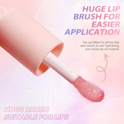 LANGMANNI No-Sticky Lip Oil Balm - Moisturizing Gloss (Strawberry & Coco)