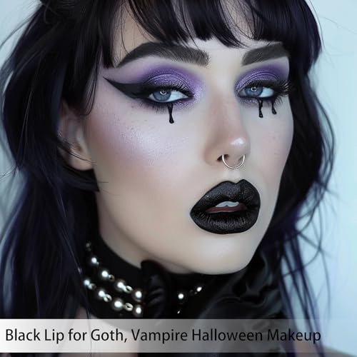 QiBest 3-in-1 Black Lipstick Set – Matte, Gloss & Liner