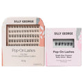 Silly George PopOn Lash 84 Cluster Pre-Glued Featherlight Bionic Silk 5 to 10 Day Wear Press-On Lash Bundle with 60 Pack MultiLength Plus 24 Pack Single Size Black Rosy 12mm