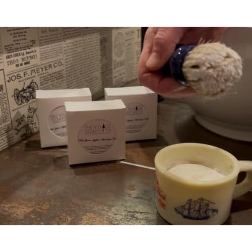 Old Spice Shaving Soap, thick lather, wonderful scent. Just like dad and grandpa used.