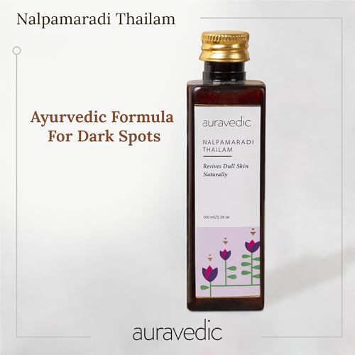 Auravedic Nalpamaradi Thailam Face Oil | Ayurvedic Massage Oil | Helps Revive Dull Skin & Reduce Facial Lines | Natural Moisturization with Vetiver & Sandalwood | 3.38 Fl Oz (100ml)