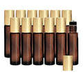 12-Pack 10ml Amber Glass Roller Bottles with Brushed Gold Leakproof Caps ? Premium Empty Roll-On Bottles for Essential Oils, Perfumes, Serums, DIY Aromatherapy & Beauty Products