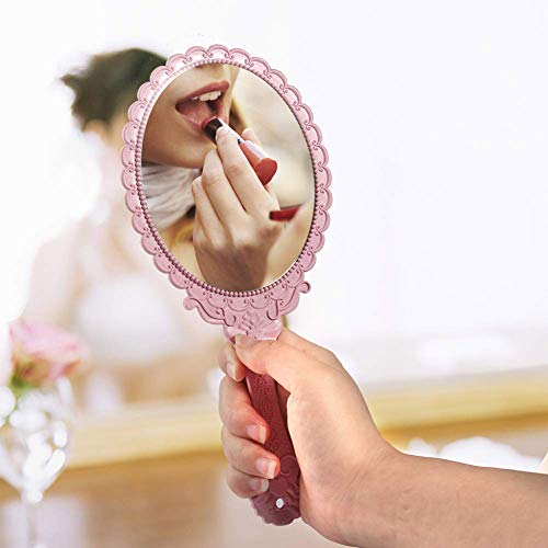 Handheld Mirror with Handle, 10in Vintage Compact Makeup Mirror