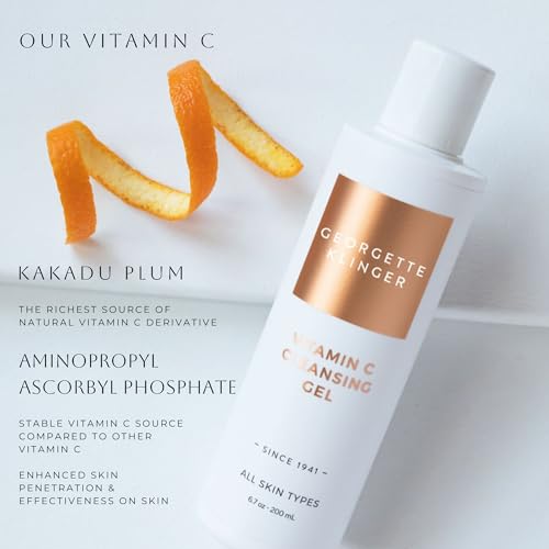 Georgette Klinger Vitamin C Cleansing Gel - Daily Antioxidant Face Wash Brightens and Improves Texture for Clearer, Smoother Skin. Deeply Cleans Pores, Refreshes and Fights Daily Damage - 6.7 oz