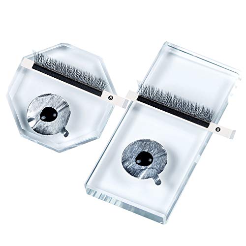 2Pcs Crystal Glass Eyelash Extension Glue Pallet Tray Holder