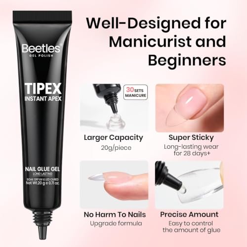 Beetles Tipex Nail Glue Gel - 2Pcs 20g, Strong & Beginner-Friendly