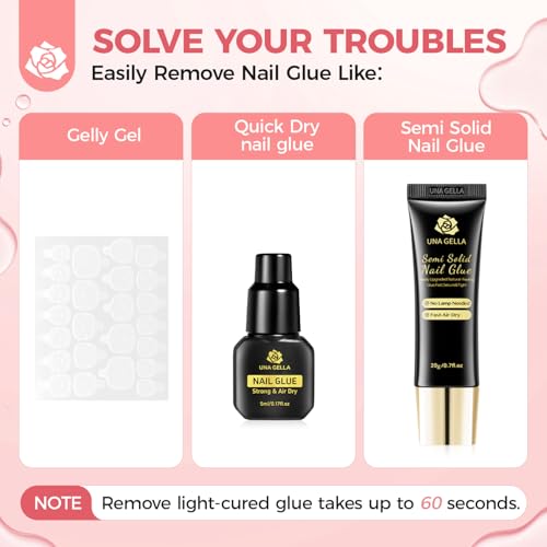 UNA GELLA A1 Nail Glue Remover 30ML - Built-in Crowbar, Acetone-Free Gel Nail Remover