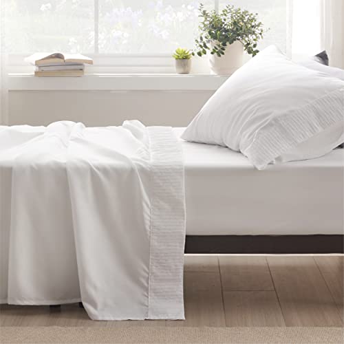 Bedsure Twin Sheets Set White - Soft Twin Bed Sheets, 3 Pieces Hotel Luxury Twin Sheets, Easy Care Polyester Microfiber Cooling Bed Sheet Set