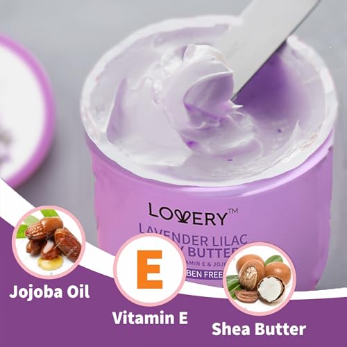 Lavender Lilac Body Butter - Hydrating Shea Cream with Jojoba Oil