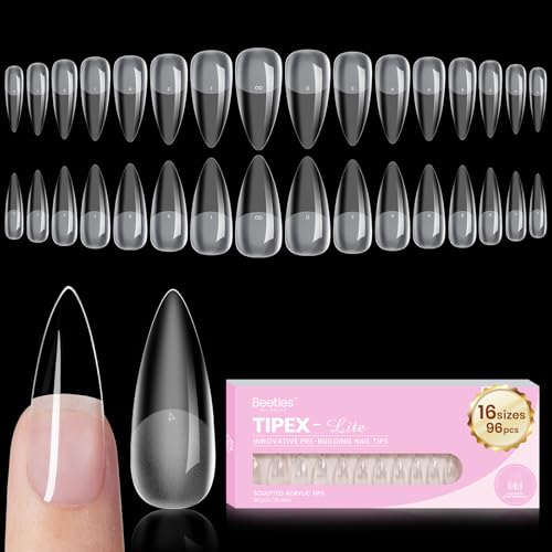 Beetles Tipex Lite Instant Apex Nail Tips, 16 Sizes Medium Stiletto
