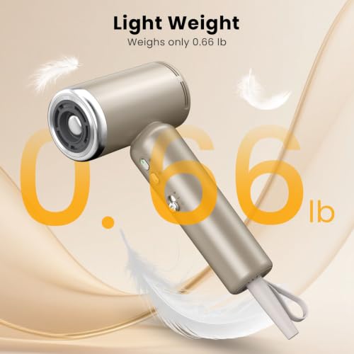 JIGGL Gold Dual-Voltage High-Speed Travel Hair Dryer with Ionic & Attachments