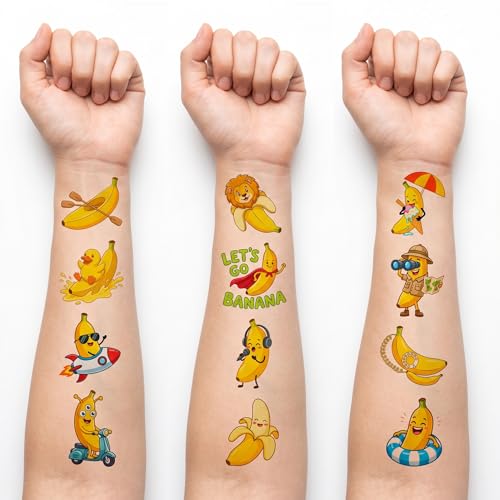 96 PCS Banana Temporary Tattoos for Kids | Party Favors