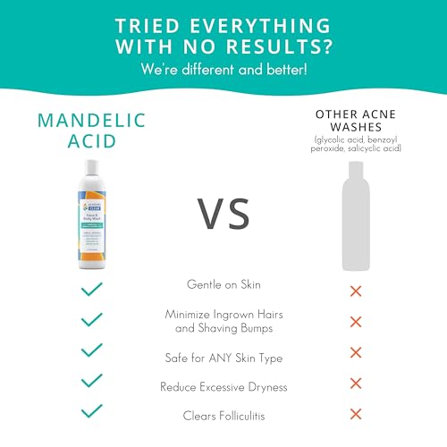 Almond Clear Face & Body Wash | Skin Care for Acne and Folliculitis-Prone Skin - Gentle Acne Face & Body Wash, Exfoliating Cleanser with Mandelic Acid | 17.25 oz