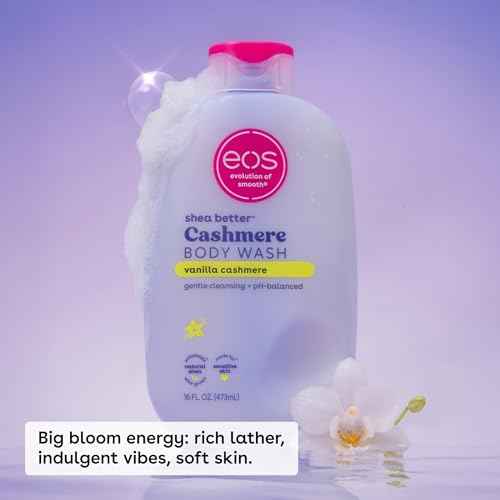 eos Travel Vanilla Cashmere Body Wash- Travel Size Body Wash, Hydrating, Moisturizing, Toiletries, Mini, Shea Butter, 2.5 fl oz