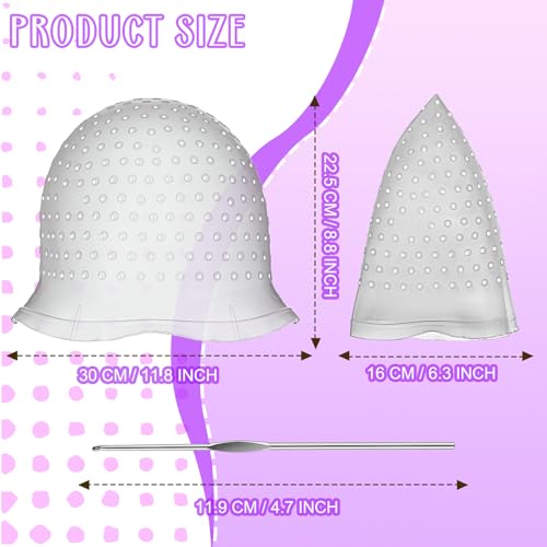 Reusable Silicone Hair Highlight Cap with Hooks - 2 Pack