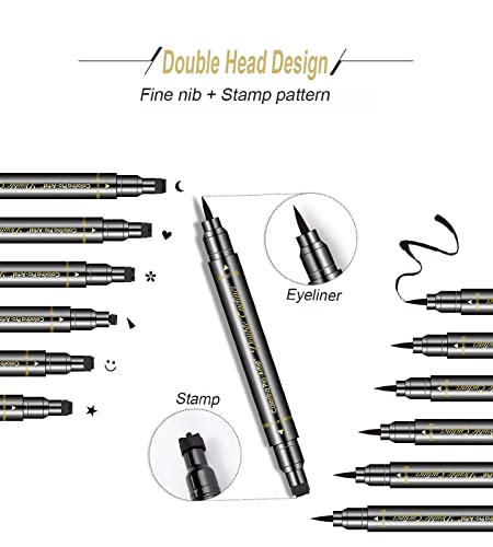6 Pcs Double-Headed Eyeliner Stamp Set - Waterproof Liquid Liner
