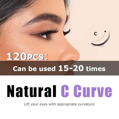 GAQQI Wispy Lash Clusters GQ19-C Curl 10-16mm 120PCS - Natural Eyelash Extensions