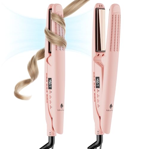 Pink MiroPure 360° Airflow Hair Curling Iron & Flat Iron 2-in-1, Ionic, Adjustable Temp