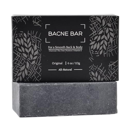 All Natural Body Acne Soap with Charcoal, Pumice, Tea Tree Oil & Vitamin E for a Deep Exfoliation Back Acne Treatment, Not for Sensitive Skin