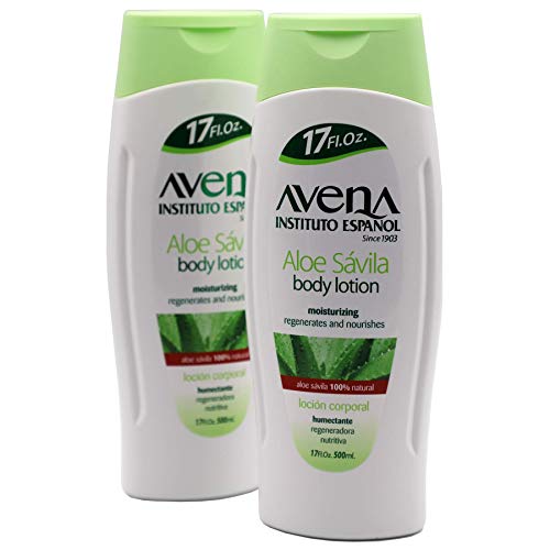 Avena Instituto Espanol Aloe Savila Body Lotion, Moisturizing, Regenerates and Nourishes, 2-pack Of 17 FL Oz each, 2 Bottles.