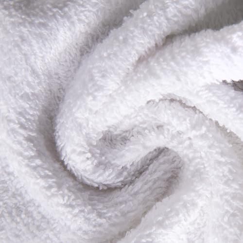 Living Fashions Premium White Cotton Washcloths Set of 24 - Thick Loop Pile Wash Cloths 12"x12" - Ultra-Soft 100% Ring-Spun Cotton Face Towels - Luxury Spa Quality Face Cloths