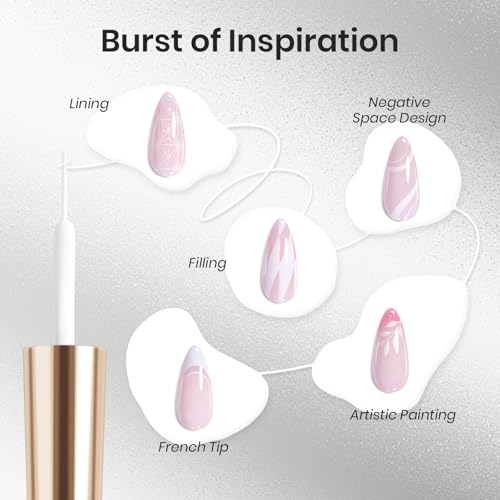 Beetles White Gel Nail Liner Polish with Built-in Fine Brush (7ml)