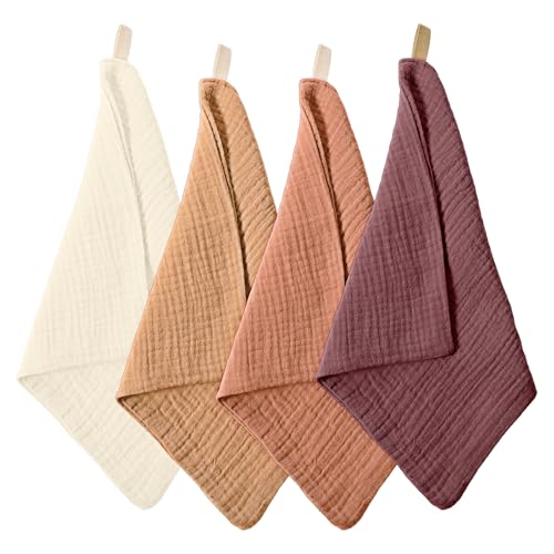4 Pack Face Cloths Makeup Remover Cloths Soft Wash Cloth Absorbent Muslin Washcloths Breathable Reusable Facial Towels for Skin Care Daily Cleansing Travel Women Men Adults