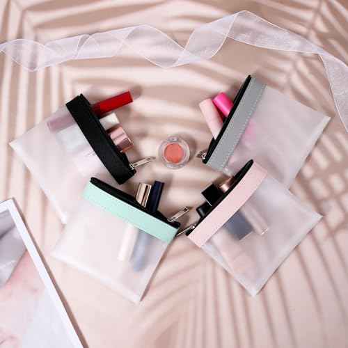 4 PCS Multicolor Strawberry Pattern Small Makeup Bag, 4.9x4.5 Inch, 4 Count, Cosmetic Bags, Zipper Closure, Female, Synthetic, Pouch